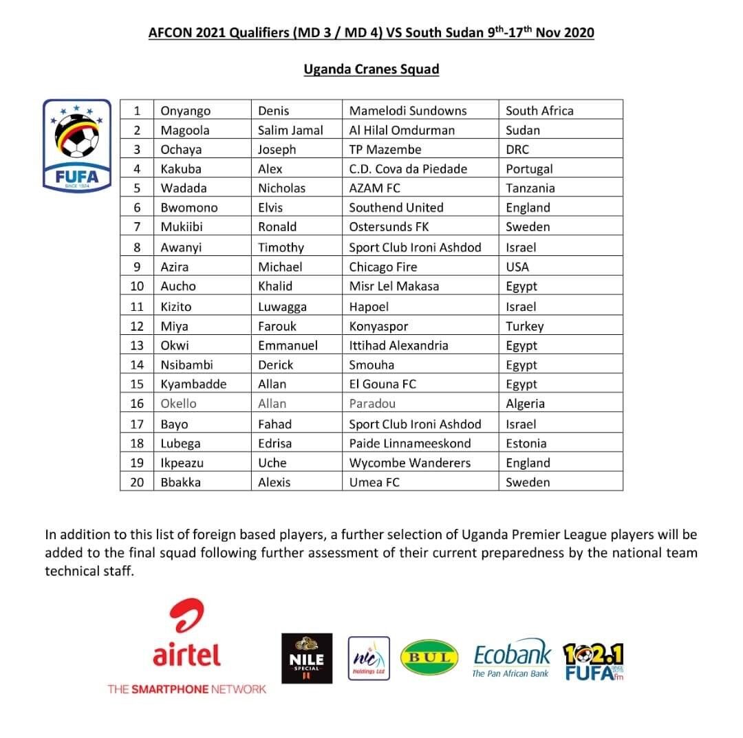 Jonathan McKinstry Names Squad Against South Sudan.